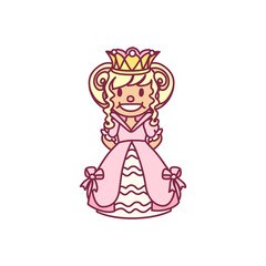 vector little princess girl, queen pop art pattern