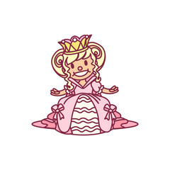 vector little princess girl, queen pop art pattern