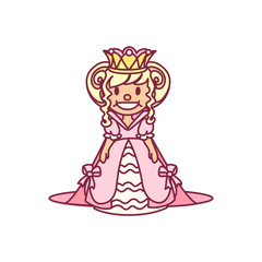 vector little princess girl, queen pop art pattern