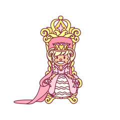 vector little princess girl, queen pop art pattern