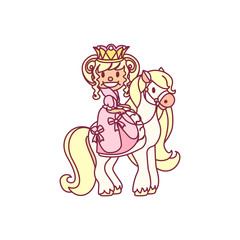 vector little princess girl, queen pop art pattern