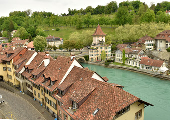 Fototapeta na wymiar City landscape. Historical places of Bern. Sights of Switzerland.