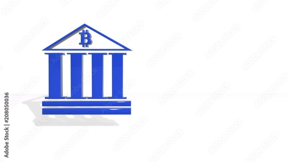 Aufkleber sign of bitcoin in emblem of bank. financial background made of 3d poligons. polygons rotate and are