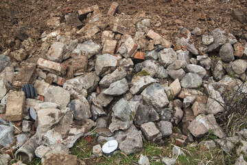 view of the heap of stones and soil