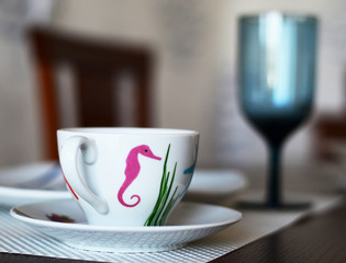 cup tea serving table