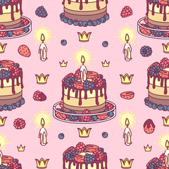 vector seamless pattern Little Princess concept 