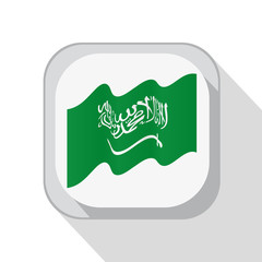 Waving flag of Saudi Arabia on the button. Vector illustration.