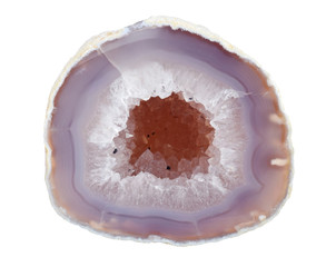 Achat Stein unbearbeitet isoliert auf weiß Nahaufnahme 