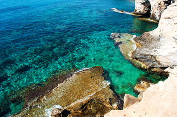 Background of transparent blue water