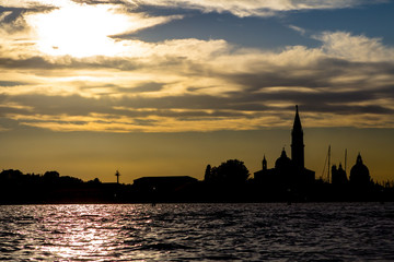 Sunset view of San Giorgio Maggiore in Venice