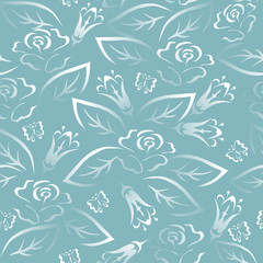 white fading flower pattern seamless on blue gray