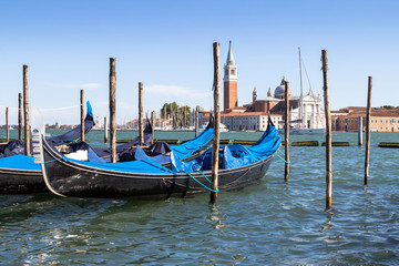 Obraz na płótnie Canvas Gondolas in Grand Channel, Venice, Italy