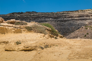 Fototapeta na wymiar Coastal rocky mountains, Gozo, Malta