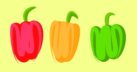 red, yellow and green peppers