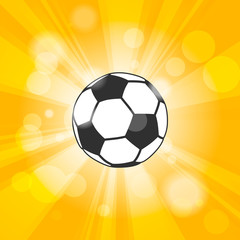 Obraz premium soccer ball icon with shadow and flash rays on yellow background