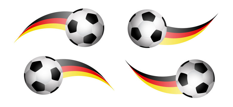 Soccer ball Icons with germany flag swoosh. Eps10 Vector.
