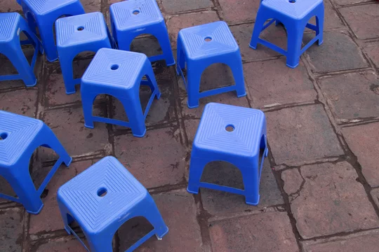 blue asian plastic chair from above Stock Photo Adobe Stock