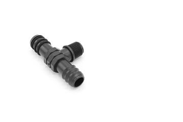 black three way plumbing pipes for piping system isolated on white background