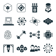 Digital vector quantum computing icon