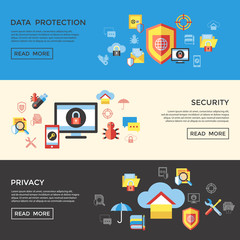 Digital vector data protection icon set