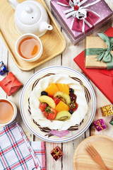 White chocolate cake on the birthday party        