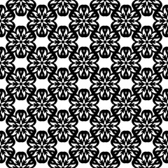 Black floral seamless pattern on white background