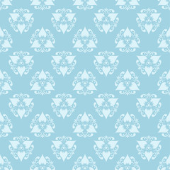 Fototapeta premium White floral seamless pattern on blue background