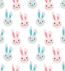 bunny cute head vector seamless pattern