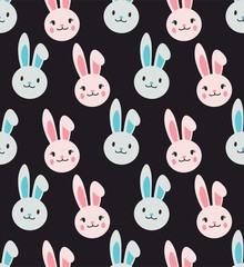 bunny cute head vector seamless pattern