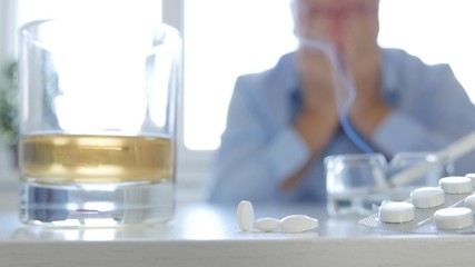 Addicted Person Drink Alcohol and Consume Drugs