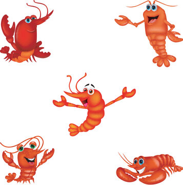 Cartoon crustacean collection set