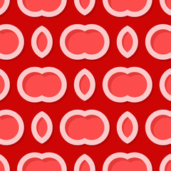 Seamless geometric red background. 3d circle pattern