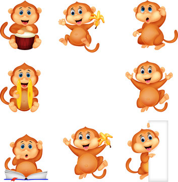 Cartoon monkey collection set