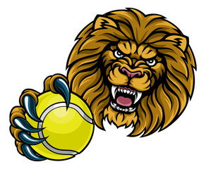 Lion Tennis Ball Sports Mascot