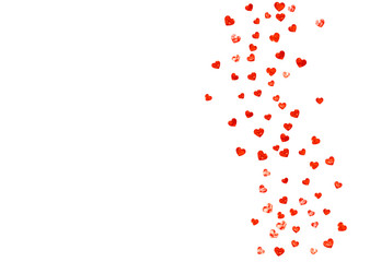 Heart border background with pink glitter. Valentines day. Vector confetti. Hand drawn texture. Love theme for voucher, special business banner. Wedding and bridal template with heart border.