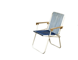 old canvas chair isolated on white background.clipping path