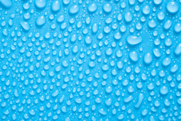 Water drops on blue background