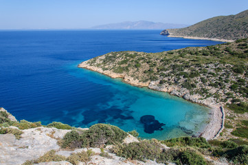 sea shores and islands against the background of the sea and sky along Carian path. Peninsula of the Datca. Turkey