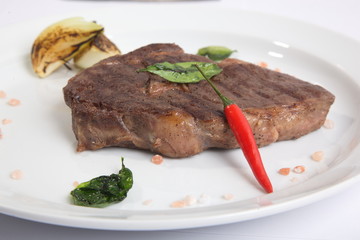 Steak with red pepper