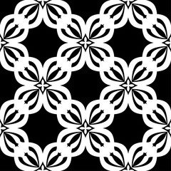 White floral seamless pattern on black background