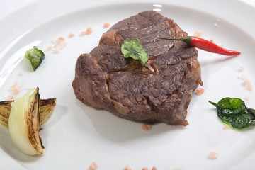 Steak with red pepper