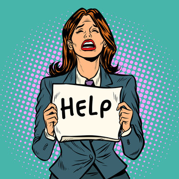 woman crying help poster