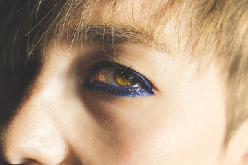 Close-up of a girl eyes. Brown eyes