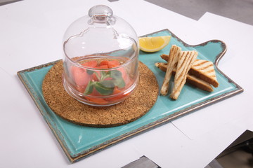 Smoked salmon with smoke