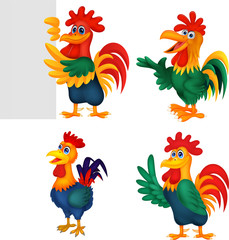Cartoon rooster collection set