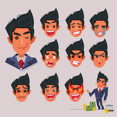 Face emotional of businessman. character design - vector