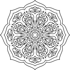 Round mandala with oriental pattern.