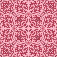 Fototapeta premium Red floral seamless background. Ornamental pattern