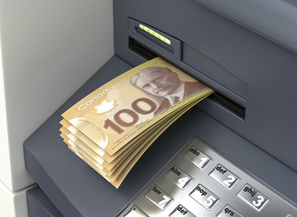Withdrawal Canadian Dollar From The ATM - obrazy, fototapety, plakaty