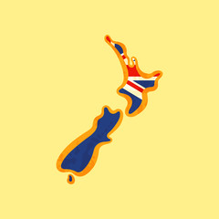 New Zealand - Map colored with flag